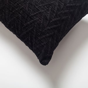 Black Zigzag Chevron Embosed Textured Soild Plain Woven Pillows Modern Decorative 12x20 30x50 cm. Lumbar Rectangle Throw Pillow Cover Case