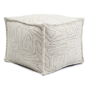 Abstract Patterned Ottoman Pouf Cover: Woven Jacquard Fabric
