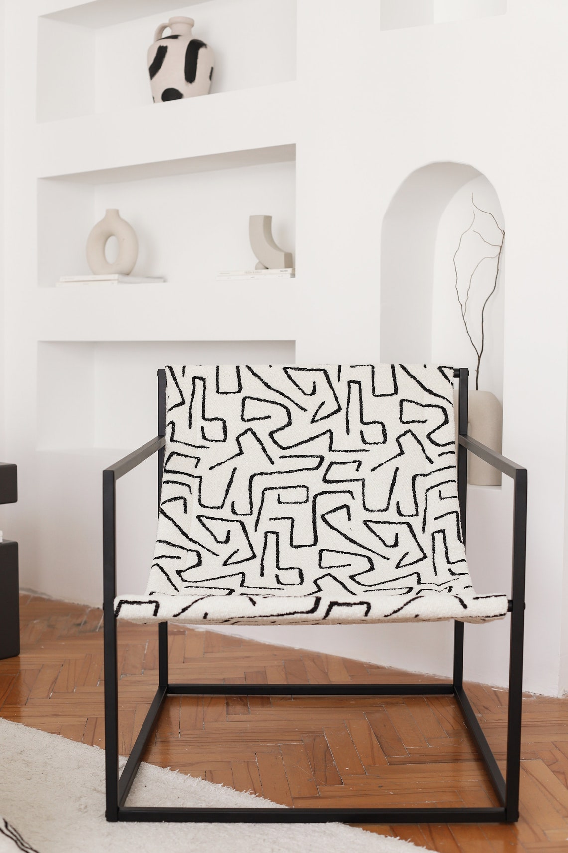 Set Of 2 Lounge Accent Sling Chair Contemporary Minimal Etsy