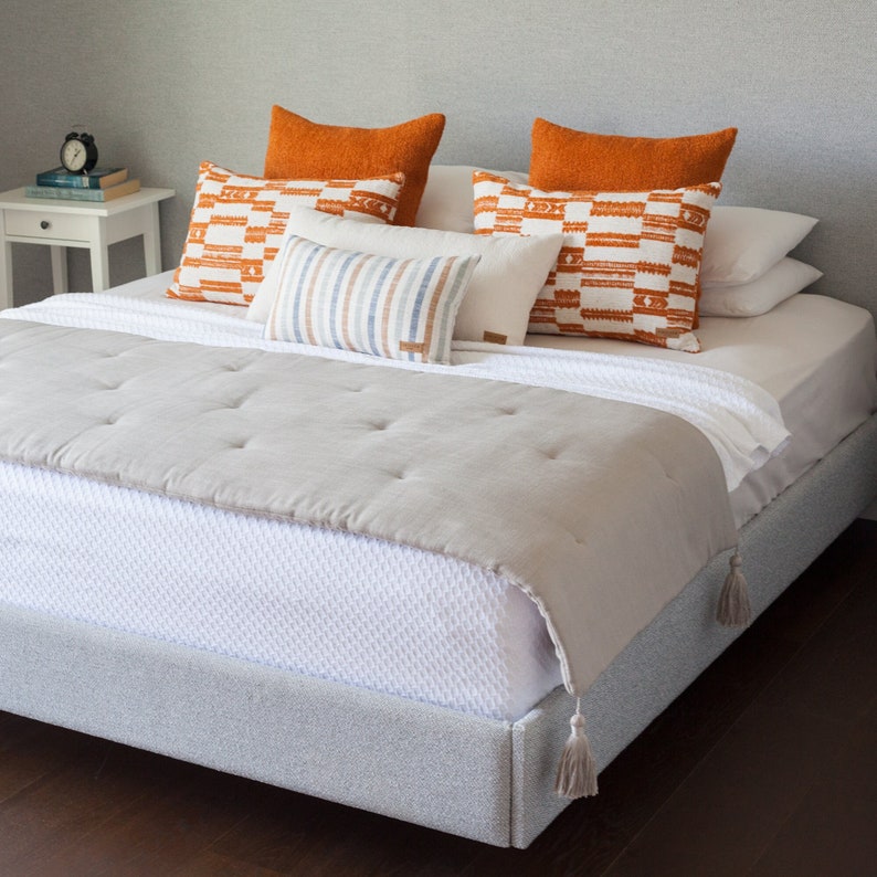 Bed Scarf Bedding Bed Runner With Tassels Woven Linen Fabric Etsy