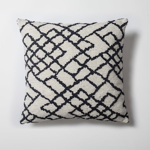 Black and White Berber Woven Lumbar Pillow Cover: Boho Jacquard Throw