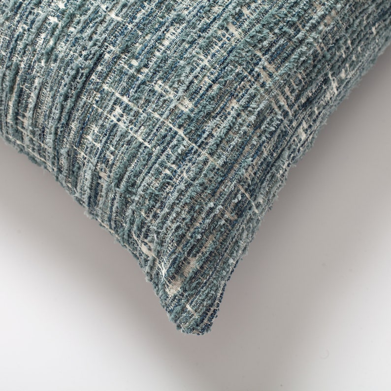 Decorative Throw Pillows Tweed Design Woven Jacquard Fabric Unique Modern Seamless Textured Cushions Case on Couch , Bed , Room Decor Blue