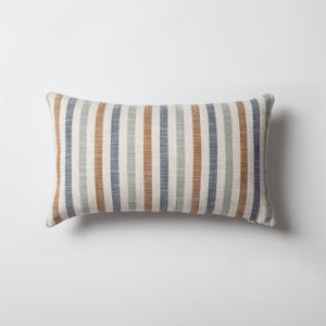 Striped Linen Lumbar Pillow Cover: Modern Woven Throw Pillow (12x20)