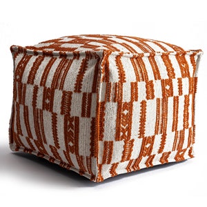 Kilim Ottoman Pouf Bezug: Orange Weißer ethnischer Fußhocker