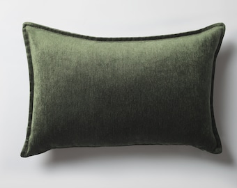 Solid Velvet Look Green- Burnt Orange-  Blue Viscose Square  Pillows Pillowcases 16x24 20x20 inch Luxury Throw Pillow Decorative