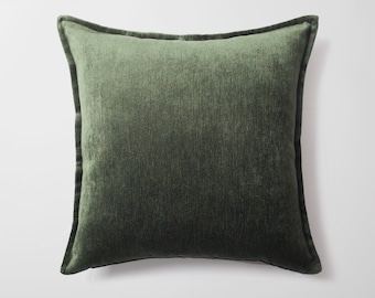 Solid Velvet Look Green- Burnt Orange- Mink Blue Viscose Square  Pillows Pillowcases 16x24 20x20 inch Luxury Throw Pillow Decorative