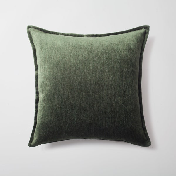 Solid Velvet Look Green- Burnt Orange- Mink Blue Viscose Square  Pillows Pillowcases 16x24 20x20 inch Luxury Throw Pillow Decorative