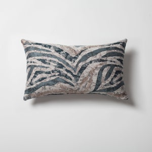 Blau Beige Animal Print Lendenkissen-Bezug: Gewebter Jacquard, 12x20