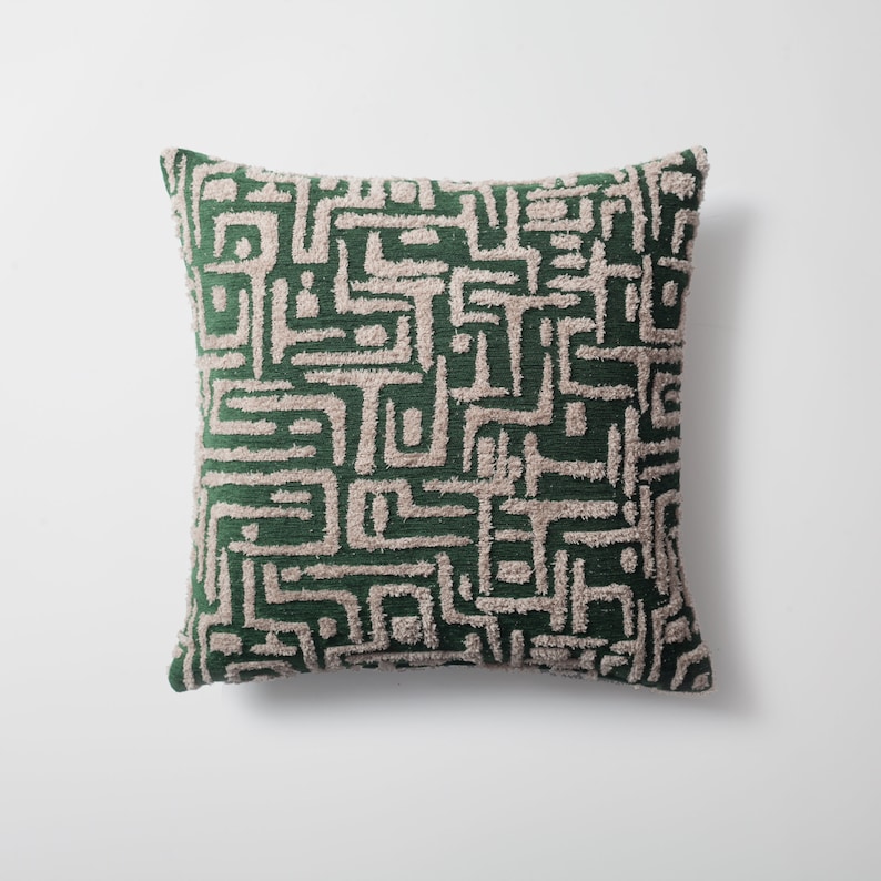 Cubierta de almohada de diseño geométrico naranja quemado / Decoración moderna de mediados de siglo / Tejido Jacquard Tela de felpa 45x45 cm Caja de 18x18 pulgadas imagen 4