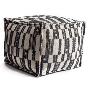 Kilim Ottoman Pouf Cover: Ethnic Woven Footstool, Moroccan Deco