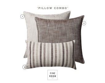 Linen Natural Brown Beige Linen Natural Striped Lumbar Square Rectangle Throw Pillow Combo Set Pillowcases Cover 20x20 12x20 Decorative