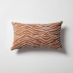 Orange Animal Print Lumbar Pillow Cover: Modern Tufted Design (12x20)