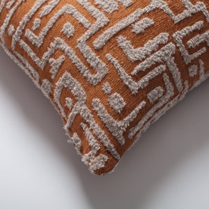 Burnt Orange 'Set of 3' Throw Pillowcases,Square Solid, Mudcloth Pattern,Herringbone Lumbar Design, Woven, Sofa, Bed Cushion Pillow Covers image 8