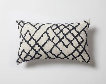 Noir Blanc Ethnique Kilim Style Décoratif Bohem Style Boho Lumbar Tissé Jacquard Throw 12x20 Designer Sofa Pillow Case Cover