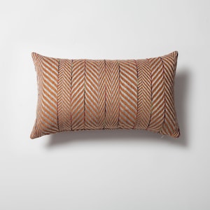 Burnt Orange 'Set of 3' Throw Pillowcases,Square Solid, Mudcloth Pattern,Herringbone Lumbar Design, Woven, Sofa, Bed Cushion Pillow Covers image 5