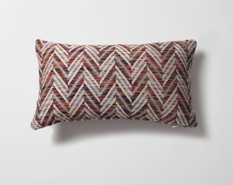 Multicolor Herringbone Small Scale Geometric Zigzag Modern Boho Bohem Decoration Decorative 12x20 Lumbar Rectangle Throw Pillow Cover Case