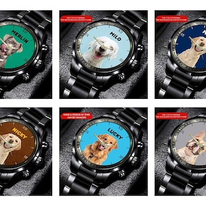 Aangepaste foto huisdier horloge, aangepaste foto hond, kat horloge met naam, hondenliefhebber horloge, huisdier eigenaar cadeau, Vaderdag cadeau, huisdier gezicht foto horloge cadeau