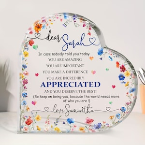 Personalized You Are Incredibly Appreciated Heart Acrylic Plaque, Affirmations Sign, Appreciation Gift, Thank You Gift, Motivational Gift