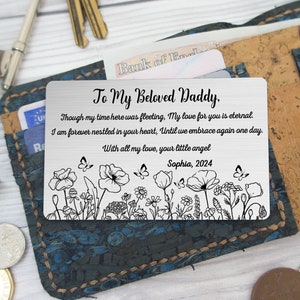 Carte-cadeau personnalisée pour fausse couche d'Angel pour maman/papa, carte d'insertion de portefeuille personnalisée pour papa de Baby In Heaven, cadeau de perte d'un bébé en deuil