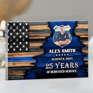 Personalized Police Officer Retirement Acrylic Block, Police Retirement Recognition Plaque, Police Dedication Plaque, Law Enforcement Award