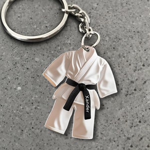 Personalized Karate 2D Flat Acrylic Keychain, Karate Keychain, Karate Black Belt Ornament, Taekwondo Ornament, Gift for Karate Enthusiasts