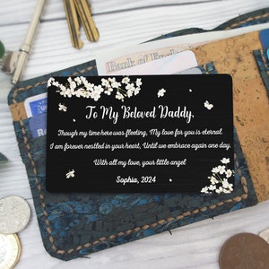 Regalo personalizzato per carta di aborto spontaneo per mamma/papà da Angel, carta con inserto portafoglio personalizzato per papà da Baby In Heaven, regalo per la perdita del bambino in lutto