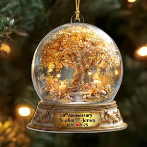 2D FLAT personalisierte 50. Hochzeitstag Acryl Ornament, Goldhochzeitstag Ornament, Hochzeitstag Geschenk, Weihnachtsgeschenk