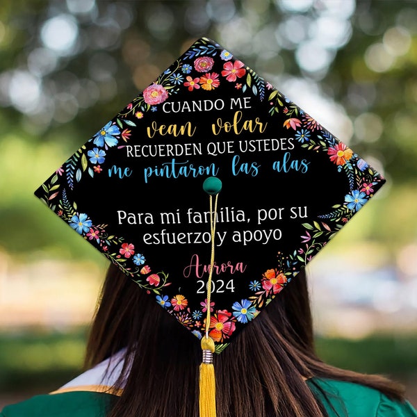 Personalized Spanish Graduation Cap Topper, Mexican Grad Cap Topper, Class of 2024, Latina Grad Cap Topper
