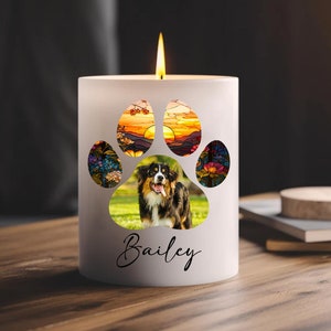 Personalized Photo Pet Memorial Candle, Dog, Cat Memorial Solar Light, Pet Remembrance Gift, Pet Sympathy Gift, Pet Loss Gift