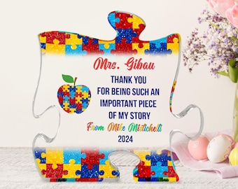 Personalized Thank You For Being Part Of My Story Autism Teacher Acrylic Blocks, Autism Teacher Appreciation Gift, Special Need Teacher Gift