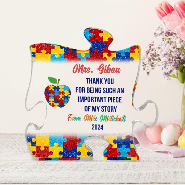 Personalized Thank You For Being Part Of My Story Autism Teacher Acrylic Blocks, Autism Teacher Appreciation Gift, Special Need Teacher Gift