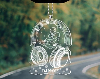 Personalized Name DJ Acrylic Ornament, DJ Keychain, DJ Car hanger, Gifts For Dj Players , Dj Controller, Custom Dj Gifts, Dj Mixer Ornament