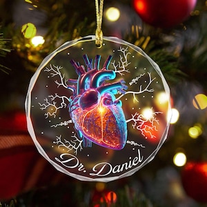 Personalized Cardiologist Glass Ornament, Cardiologist Gifts, Graduation Gifts, Christmas Gifts For Cardiology, Heart Surgeon Glass Ornament