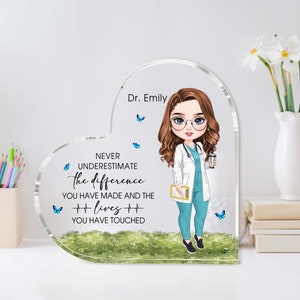 Personalized Doctor Gift, Gift For Doctor, Doctor Graduation Gift, Doctor Retirement gift, Doctor Christmas Gifts Heart Acrylic Plaque
