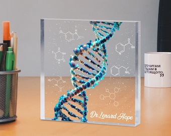 Blocs acryliques personnalisés de forme d'ADN, cadeau d'ingénieur chimiste, cadeau de chimiste analytique, cadeaux de remise de diplôme de chimiste, cadeaux pour scientifique