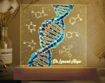 Base en bois personnalisée 3D LED multicolore, cadeau ingénieur chimiste, cadeau chimiste analyste, diplôme de chimiste, cadeau scientifique