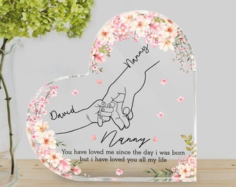 Personalized Nanny Heart Acrylic Plaque, To my Nanny gift, Mother's Day Gifts, Mother's Day Gift From Baby, Gift for Nanny, Nana gift