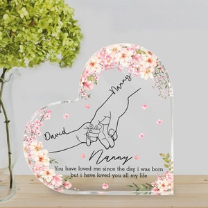Personalized Nanny Heart Acrylic Plaque, To my Nanny gift, Mother&#39;s Day Gifts, Mother&#39;s Day Gift From Baby, Gift for Nanny, Nana gift