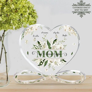 Bloc acrylique, prénoms personnalisés pour maman et enfants, cadeaux de fête des mères de la part d'un fils, fille, cadeau de Noël pour maman, cadeau d'anniversaire pour maman