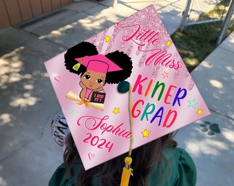 Personalized Black Kid Graduation Cap Topper, Kindergarten Nailed It Cap Topper, Custom Grad Topper for African American Kids, Class Of 2024