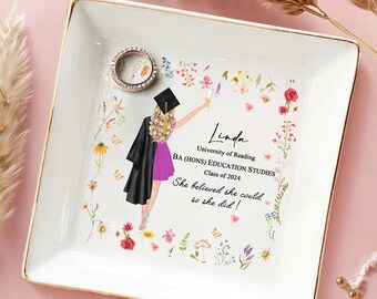 Personalized "Now Hotter By One Degree" Ceramic Ring Dish - Class Of 2025 Graduation Gift For Her - View #7