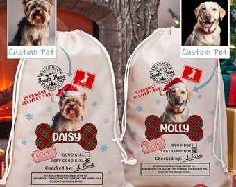 Personalized Photo Christmas Santa Sack For Christmas, Christmas Gifts Bags For Pets, Christmas Present Sack, Christmas Sack for Dogs Cats