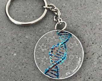 Custom DNA Acrylic Circle Ornament, DNA Car Ornament, DNA Keychain, Chemical Engineer Gift, Analytical Chemist Gift, Chemist Graduation Gift