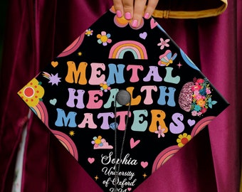 Personalized Psychologist Graduation Cap Topper, Mental Health Matters Cap Topper, Custom Grad Topper, Class Of 2024, Graduation Gifts