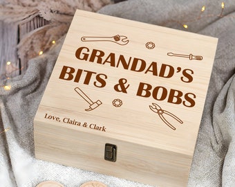 Boîte en bois souvenir personnalisée de petits morceaux et de bobs de grand-père, cadeaux de fête des pères pour grand-père, cadeaux père, cadeaux papa, cadeaux grand-père