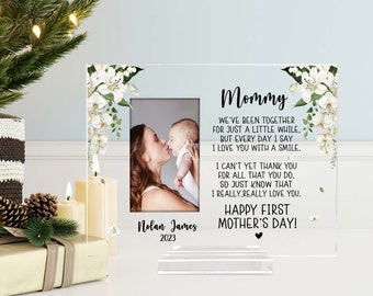 Personalized Photo Happy First Mother's Day Rectangle Plaque, First Mothers Day Gift From Baby, Personalized Mothers Day Gift, New Mom Gift