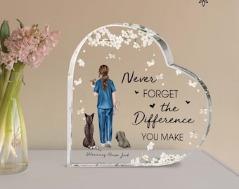 Personalized vet print heart acrylic plaque, veterinarian gift, custom vet tech gift, veterinary graduation gift, gift for veterinarians