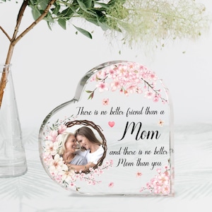Plaque acrylique personnalisée cadeau maman photo coeur, cadeaux de fête des mères personnalisés de sa fille, cadeau de Noël pour maman, cadeaux d'anniversaire