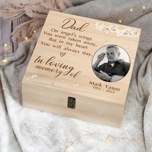 Personalized Memorial Memory Keepsake Box, Custom Keepsake Box For Loved One, Memorial Keepsake Storage Box, Box Gift For Loss Of Dad Or Mom