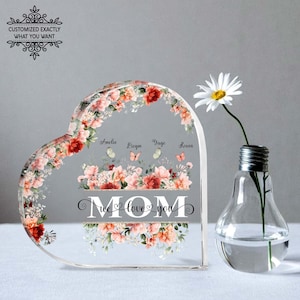 Plaque acrylique personnalisée pour maman et enfants, cadeaux de leur fille, cadeau de Noël pour maman, cadeaux d'anniversaire